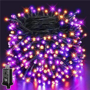 66FT 200 LED Halloween Lights, Orange + Purple Halloween Lights with 8 modes